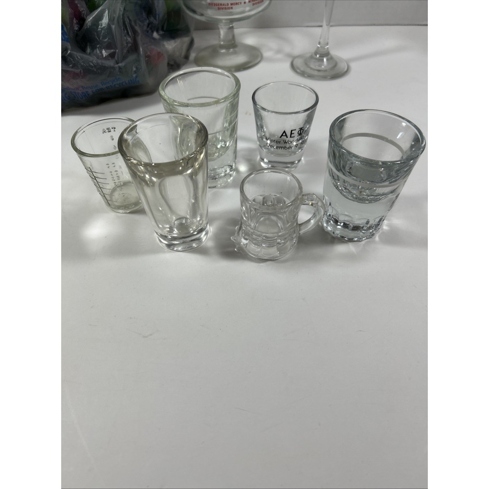 Lot 6 Vintage‎ Shot Glasses Clear Glass